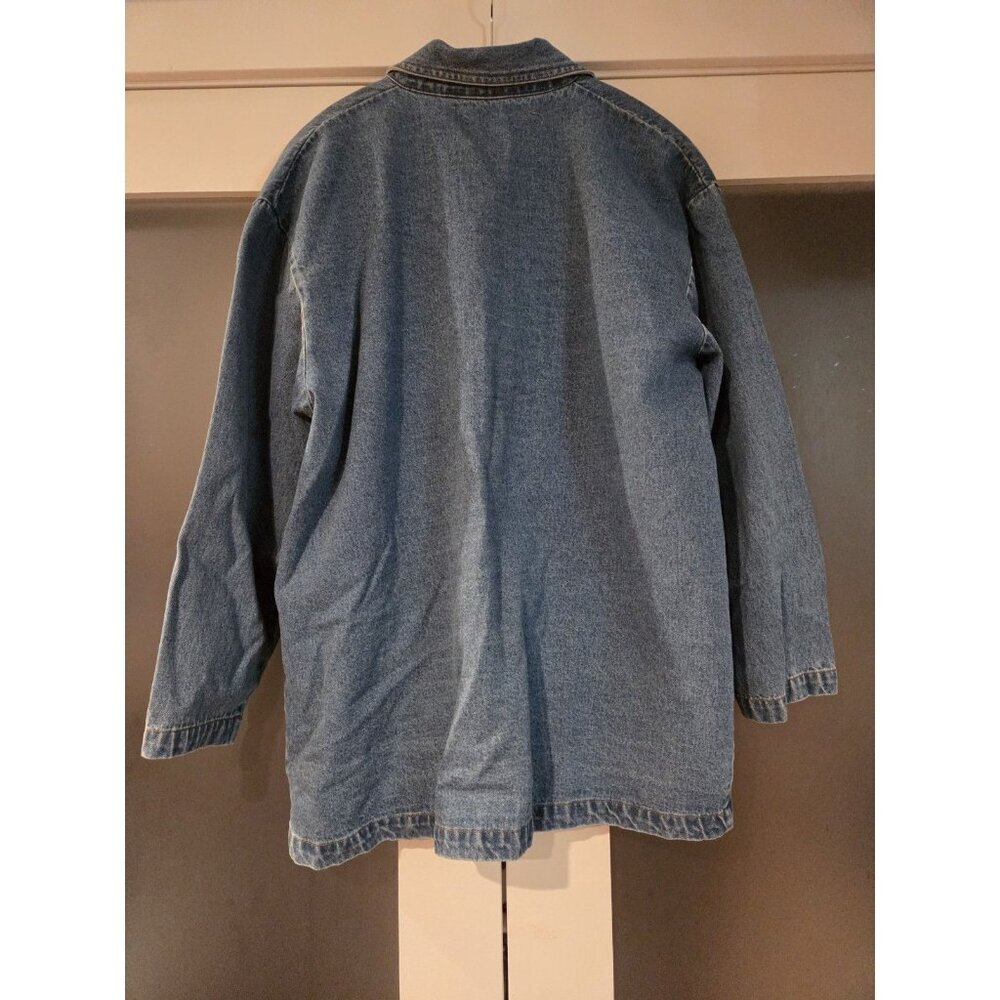 Cabin Creek Denim Chore Coat Jacket Womens L XL Oversized Barn Jean Workwear - Picture 2 of 8